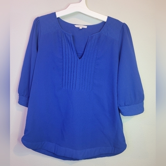 41 Hawthorn Cobalt Blue Quilted Puff Peasant Blouse Size Medium - Picture 1 of 8